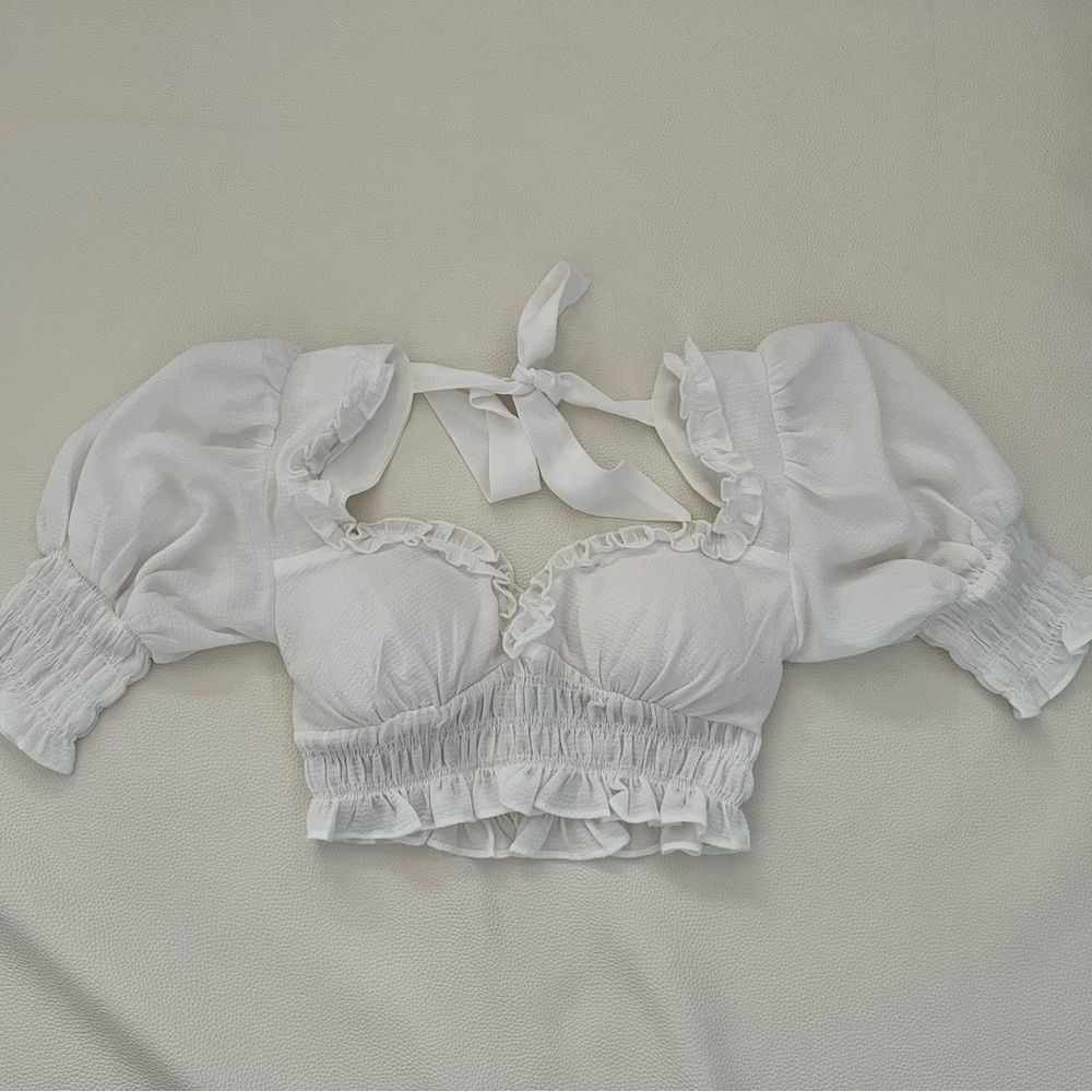Princess Polly White Ruffled Women's Top